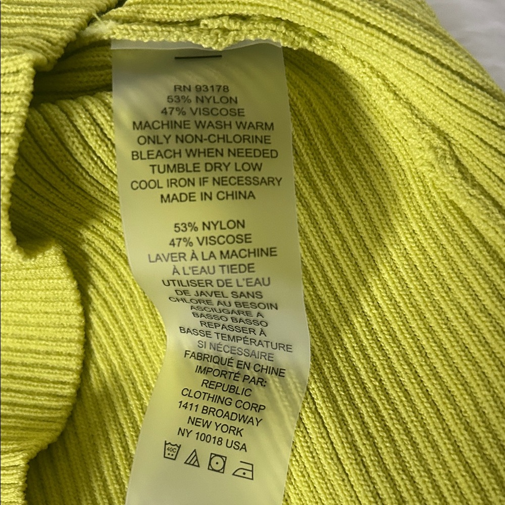 Elie Tahari Gemma Sweater/ Electric Lime Button-Detail Ribbed Tee/Size Small - Picture 6 of 7